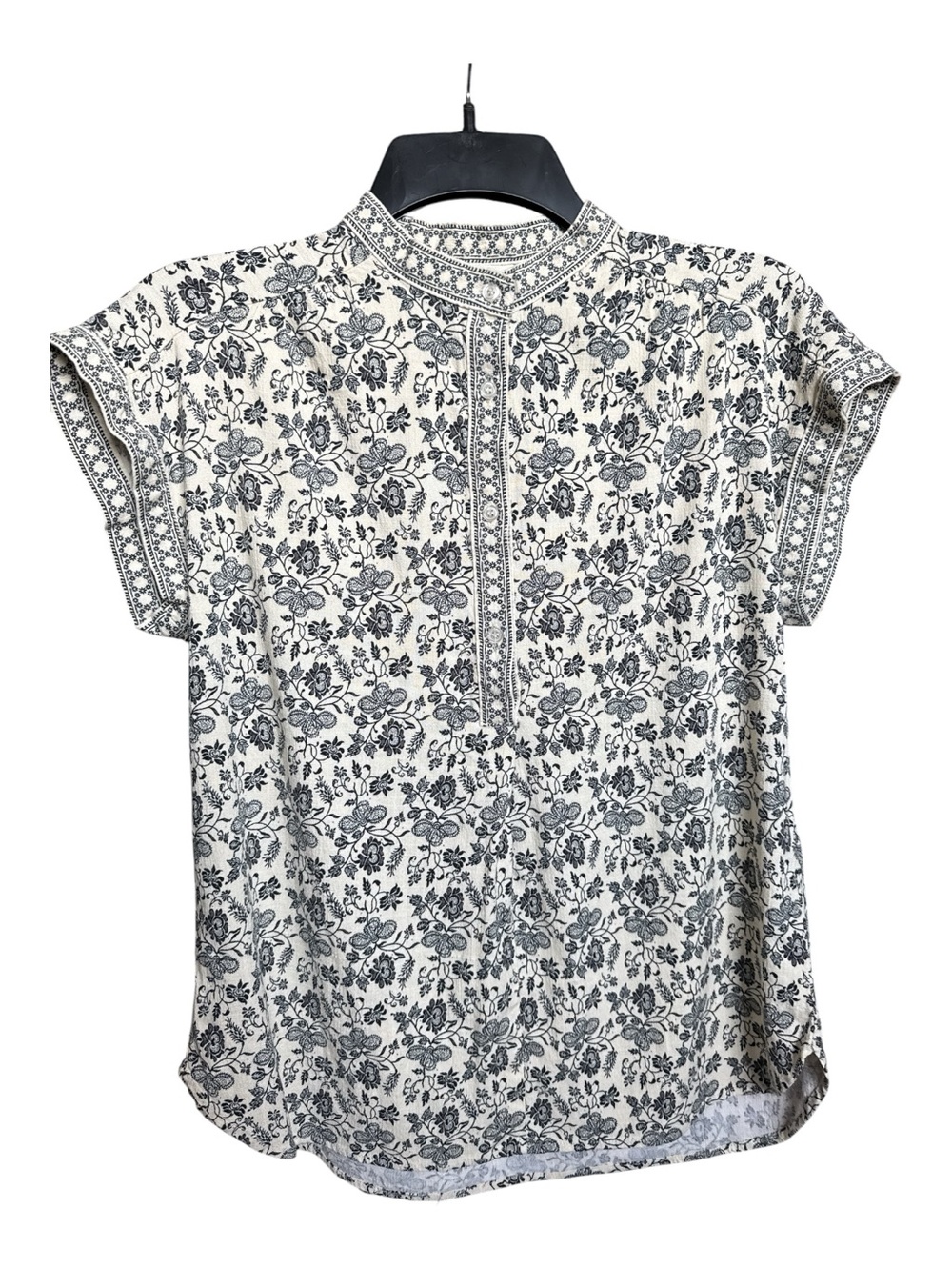Max Studio XS Rayon Blouse Cream Floral Lightweight Soft